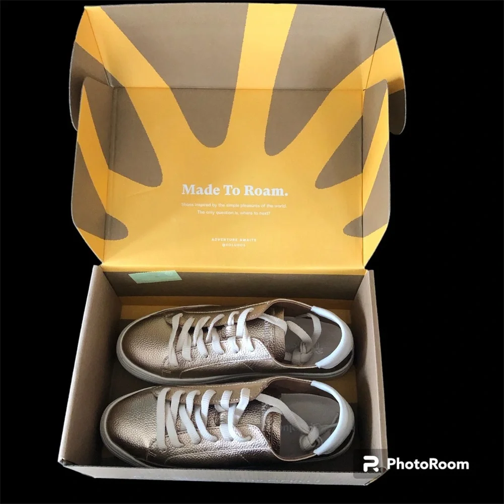 NEW SOLUDOS Ibiza Platform Rose Metallic Sneakers - Picture 3 of 16